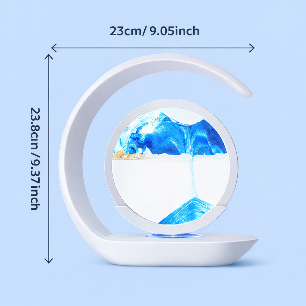3-in-1 Quicksand Calm Lamp (Night Light + Wireless Charger + Stress Reliever).