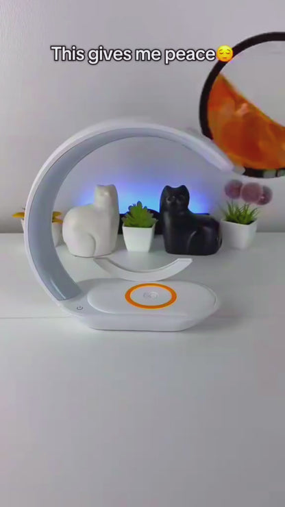 3-in-1 Quicksand Calm Lamp (Night Light + Wireless Charger + Stress Reliever).